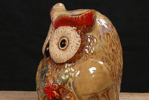 陶瓷工艺品窑变釉猫头鹰储钱罐 创意家居礼品
