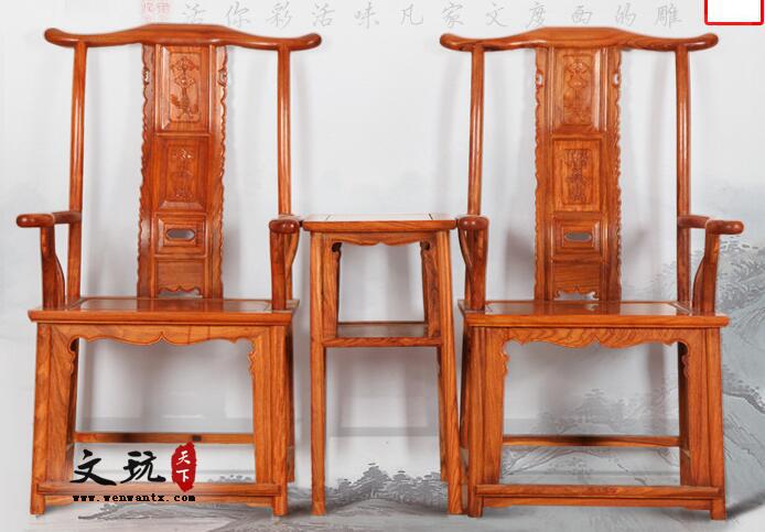官帽椅中式三件套 仿明清红木实木家具套椅-5