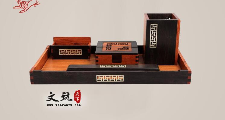 中国风红木商务办公摆件 企业宣传礼品套装单位定制木质工艺摆件-8