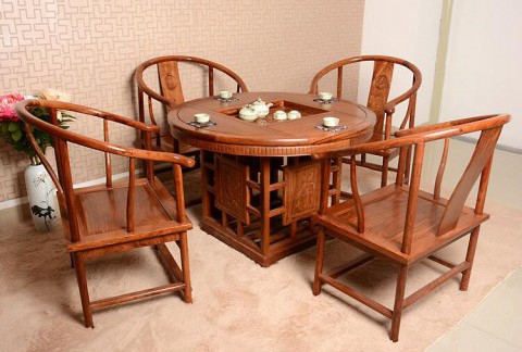 圆茶台 全实木书房茶室客厅家具中式仿古茶台