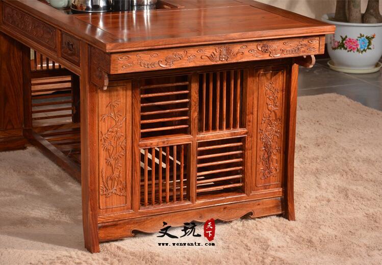 将军茶台功夫茶桌椅古典中式红木茶台-5