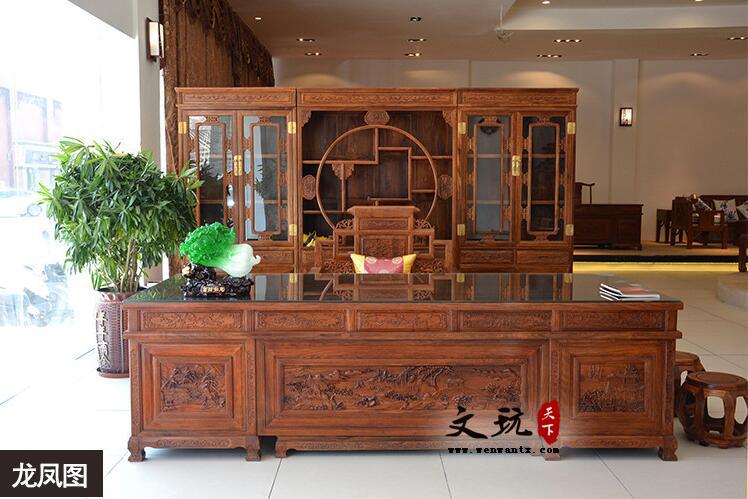 龙凤大办公台椅班台中式雕花办公桌  2米单台-1