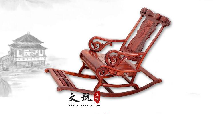 红木富贵摇椅中式古典风格红檀色实木躺椅午休摇椅-1