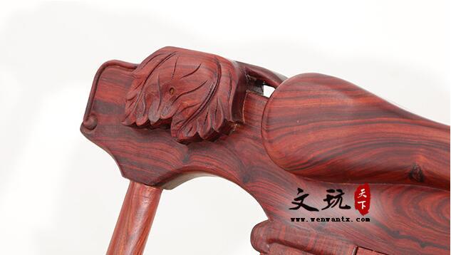 红木富贵摇椅中式古典风格红檀色实木躺椅午休摇椅-4