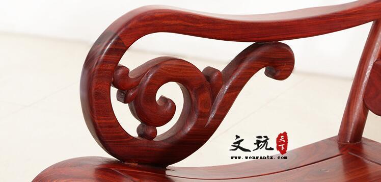 红木富贵摇椅中式古典风格红檀色实木躺椅午休摇椅-5