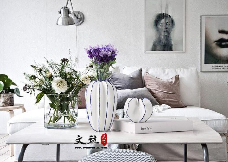 简约现代陶瓷花瓶创意家居装饰品室内插花客厅电视柜摆件干花花瓶-6