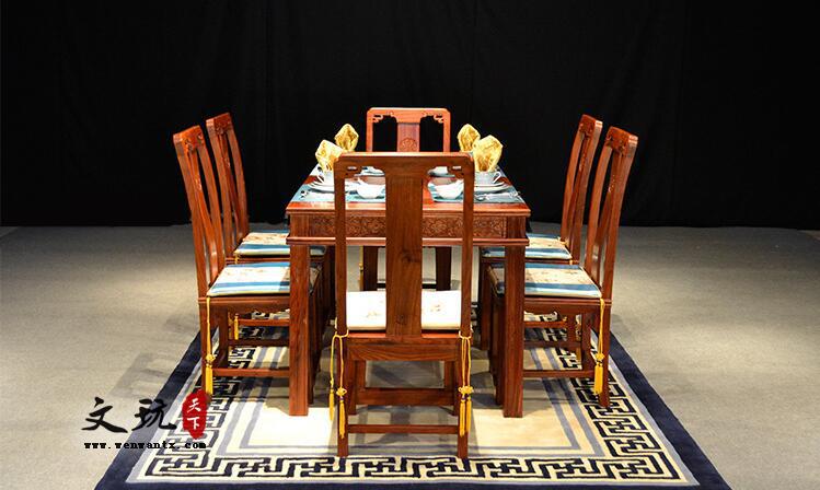 刺猬紫檀实木餐桌椅组合非洲花梨木新中式红木餐台桌-1