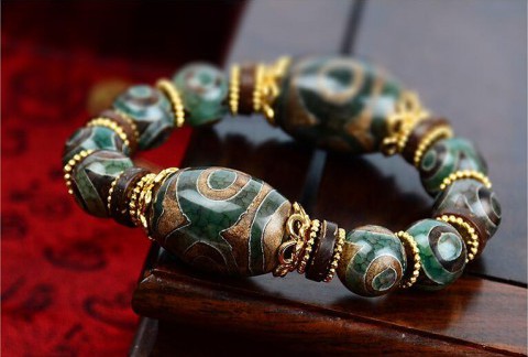 文玩收藏三眼天珠玛瑙手链保老保真老玛瑙手串复古藏式民族风