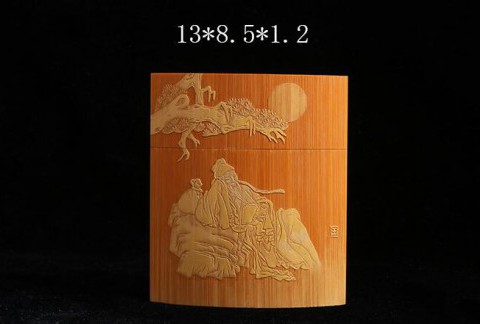 手工创意竹制藏烟盒 黄杨木木雕手工艺