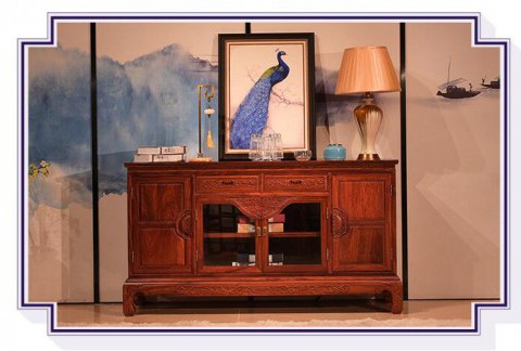 红木餐边柜刺猬紫檀储物柜中式仿古茶水柜红木家具