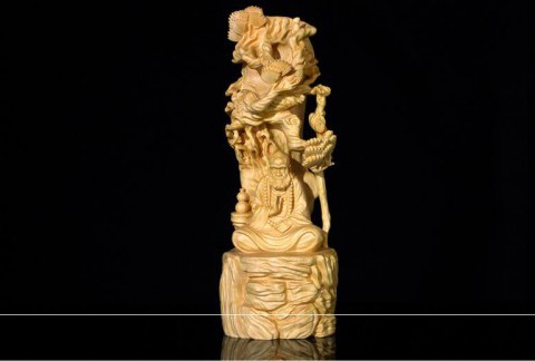 黄杨木达摩祖师木雕摆件 木质工艺品家居客厅装饰品