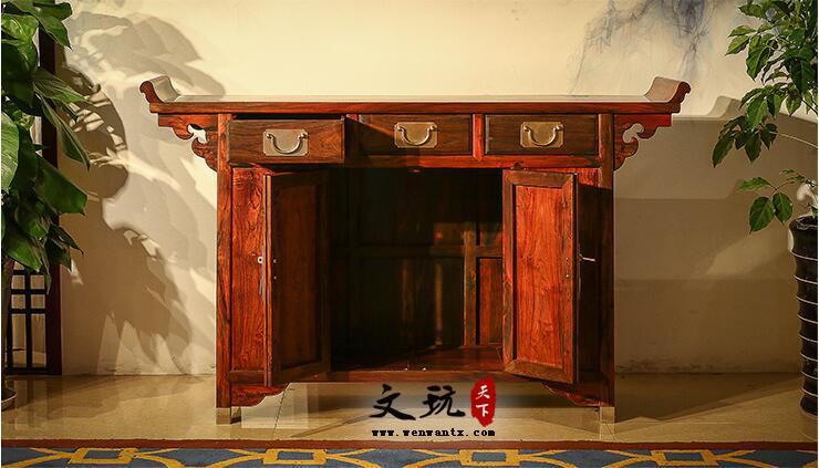 老挝大红酸枝客厅三联柜独板红木包公柜交趾黄檀中式红木家具-4