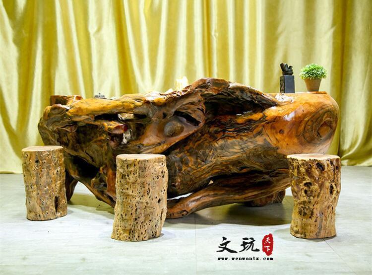 柳杉茶桌实木茶海整体树根树头创意雕刻根雕茶几茶台原木客桌-2