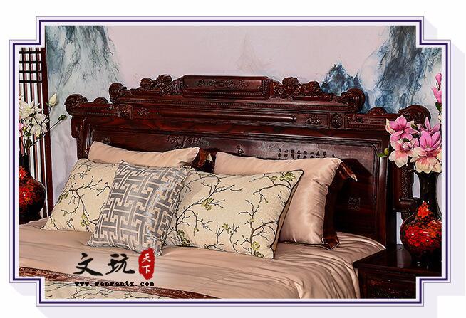 红木家具印尼黑酸枝卧室红木床1.8米双人大床婚床阔叶黄檀-3