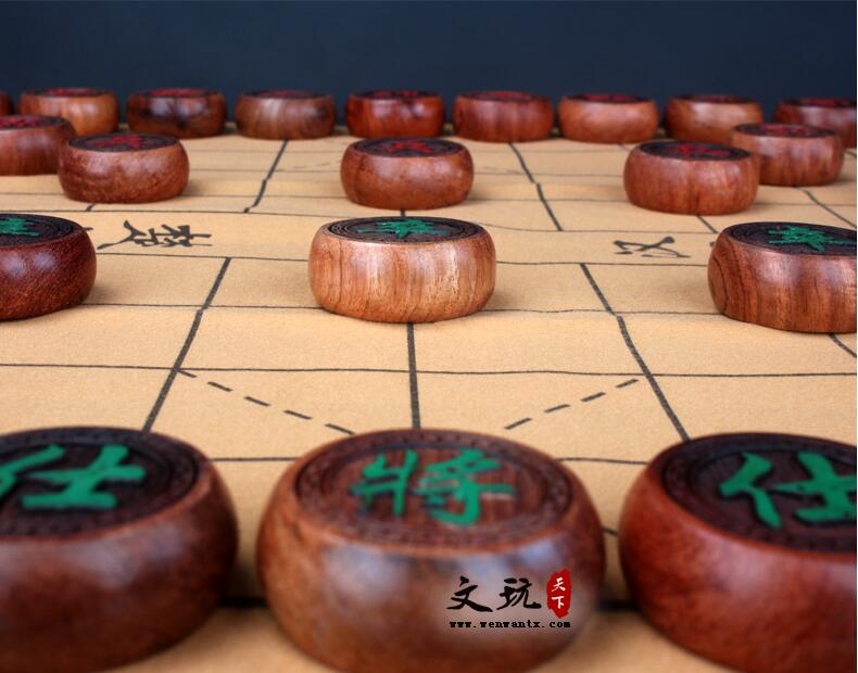 中国象棋红酸枝草花梨高档套装盒实木木料木雕工艺品摆件-6
