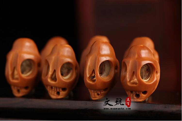 江苏名家雕刻骷髅头橄榄核单圈佛珠手串纯手工精品橄榄核手链-6