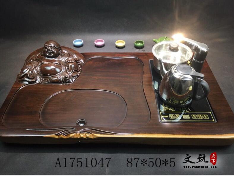整块黑檀木茶盘 单层排水实木茶台 手工雕刻大号茶海茶具托盘-4
