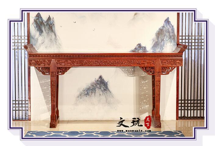 红木家具刺猬紫檀红木中堂条案中式供台八仙桌-3