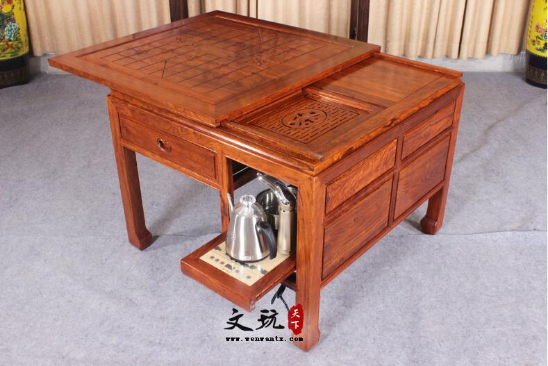 古典中式实木棋台桌 刺猬紫檀木下棋桌椅组合-11