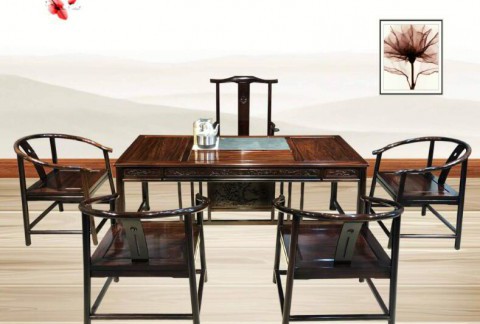 全实木茶桌椅组合简约中式古典家具茶台东非酸枝材质