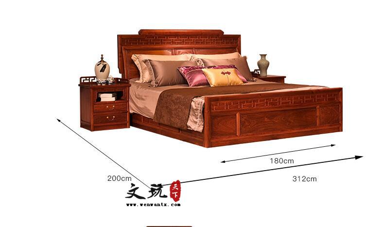 缅甸花梨木红木大床1.8米明式红木双人婚床卧室红木家具-9