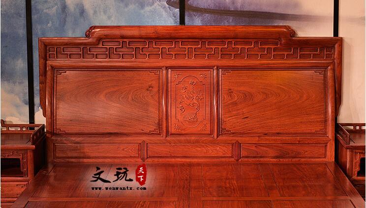 缅甸花梨木红木大床1.8米明式红木双人婚床卧室红木家具-10