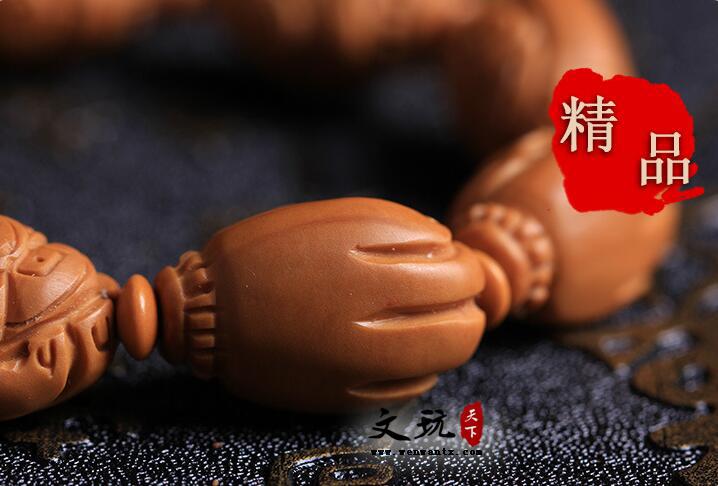 江苏名家雕刻橄榄核橄榄胡天然油亮雕刻财源滚滚财神佛珠手串-6