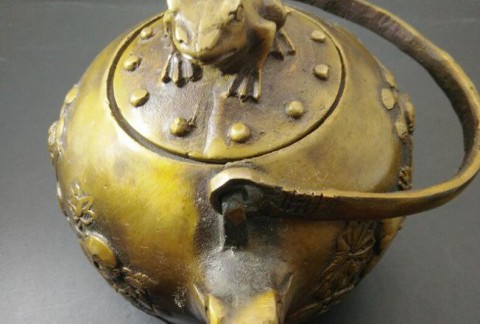 仿古铜器纯铜五子夺莲水壶摆件酒壶茶壶装饰工艺礼品