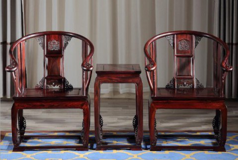 印尼黑酸枝红木皇宫椅三件套客厅中式明清圈椅阔叶黄檀红木家具