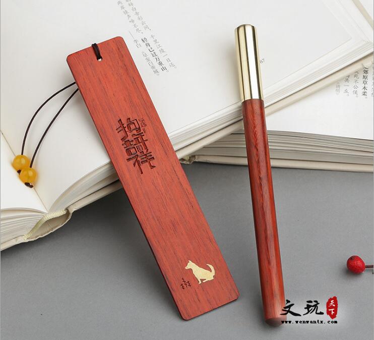 红木质古典中国风书签套装金属古风流苏礼物定制刻字 创意签字笔-3