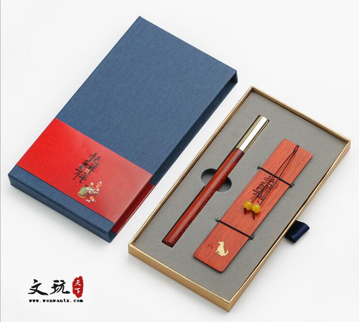 红木质古典中国风书签套装金属古风流苏礼物定制刻字 创意签字笔-2