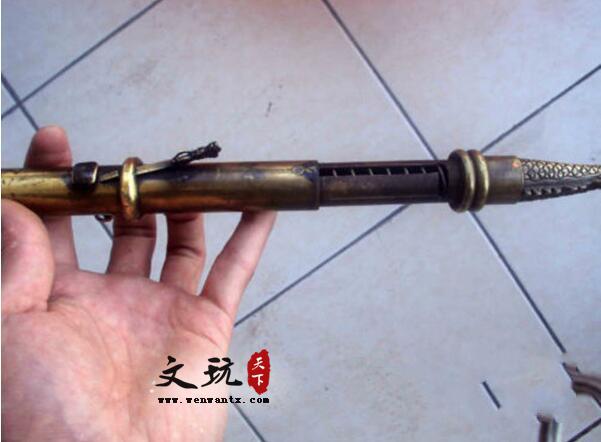 古玩杂项老兵器冷兵器袖箭精美龙形镖枪长27厘米未开刃-5