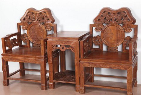 红木家具灵芝椅太师椅三件套 明清古典实木客厅办公家具