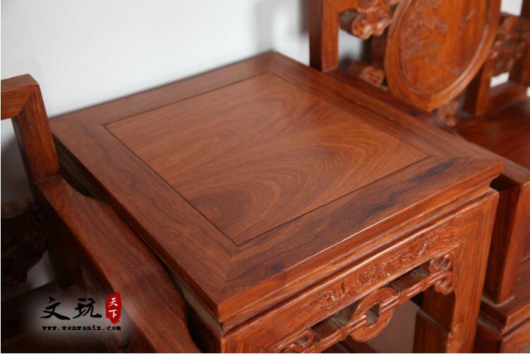 红木家具灵芝椅太师椅三件套 明清古典实木客厅办公家具-4