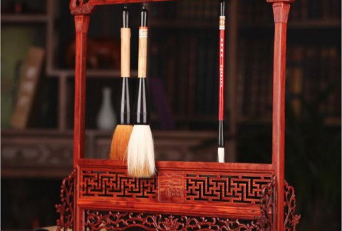红木摆件中国风创意礼品木质工艺品笔挂文房四宝毛笔架