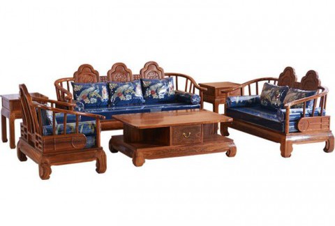 江南牡丹沙发茶几组合刺猬紫檀新中式实木沙发套件