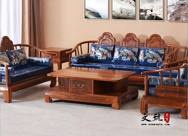 江南牡丹沙发茶几组合刺猬紫檀新中式实木沙发套件-2