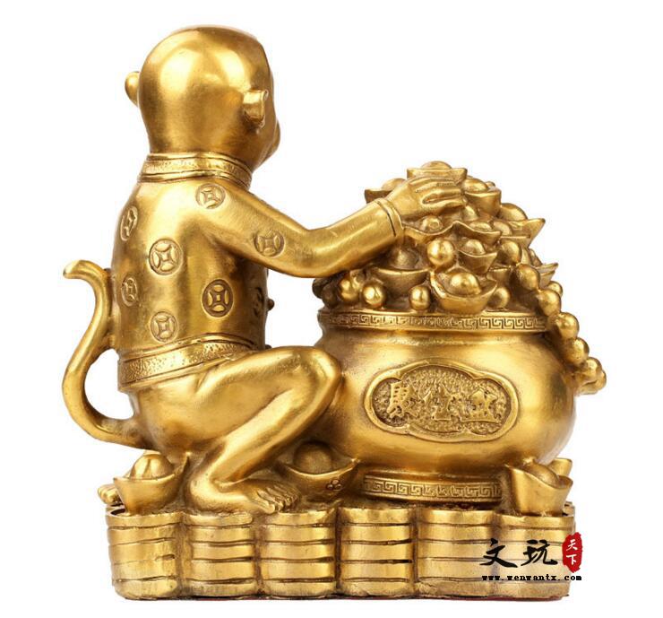 开光纯铜聚财金猴摆件铜聚宝盆猴家居饰品-2