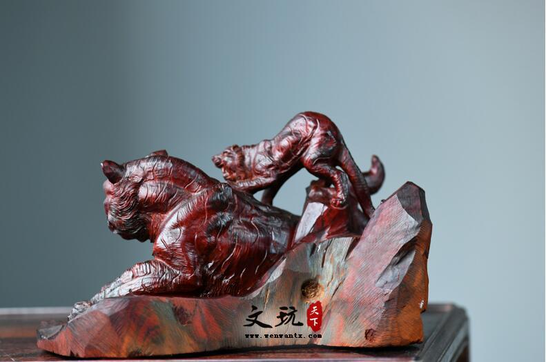 印度小叶紫檀老虎木雕木质雕刻中国风礼品手工艺品-5