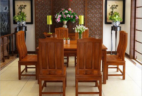 古典红木简约中式餐桌椅万字餐台餐厅家具