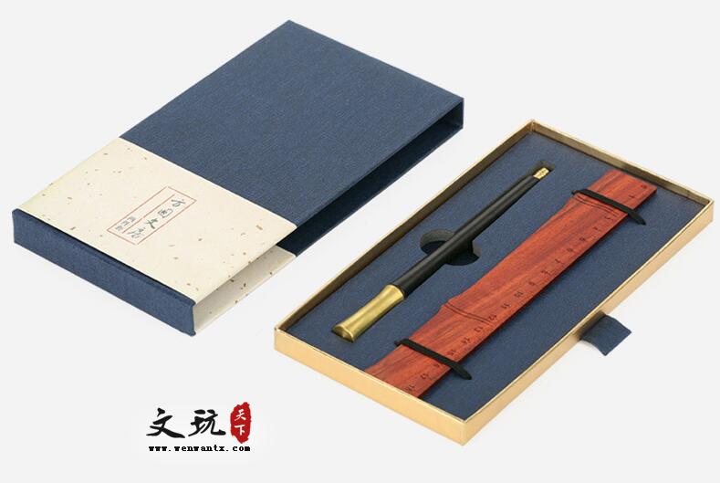 中国风礼物红木签字笔直尺套装定制创意礼品木质尺子中性笔-1