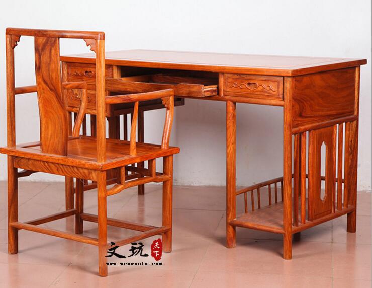 仿古中式全实木家用公司办公桌组合 明式红木电脑桌-1