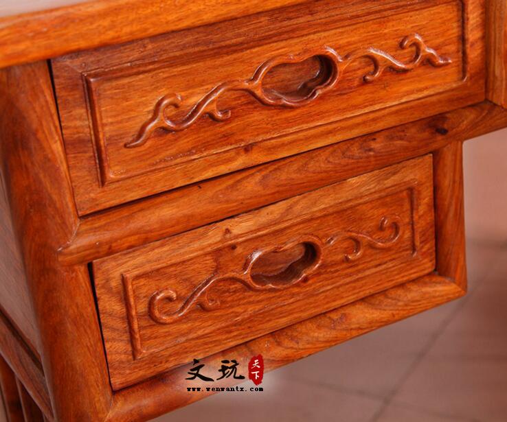 仿古中式全实木家用公司办公桌组合 明式红木电脑桌-4