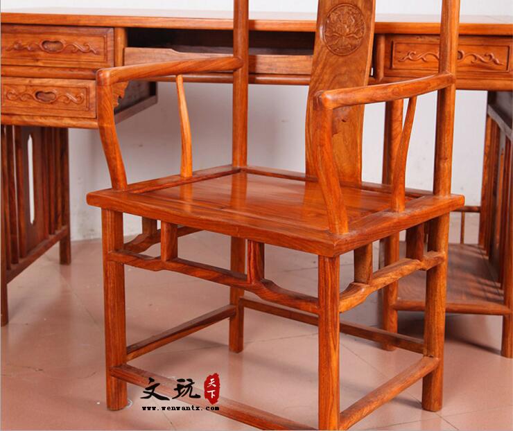 仿古中式全实木家用公司办公桌组合 明式红木电脑桌-3